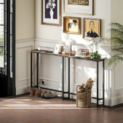 Předsíňový stolek s integrovanou nabíjecí stanicí, 160 x 20 x 80 cm | rustikálně hnědý č.2