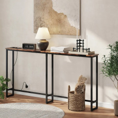 Předsíňový stolek s integrovanou nabíjecí stanicí, 160 x 20 x 80 cm | rustikálně hnědý č.1