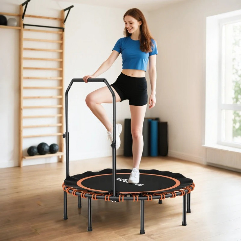 Skládací fitness trampolína, průměr 122 cm | oranžová