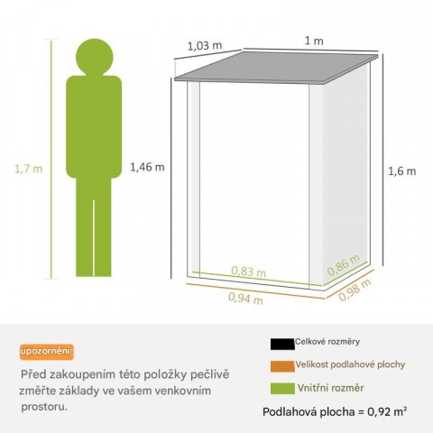 Kovová kůlna na nářadí 100 x 103 x 160 cm | zelená č.3