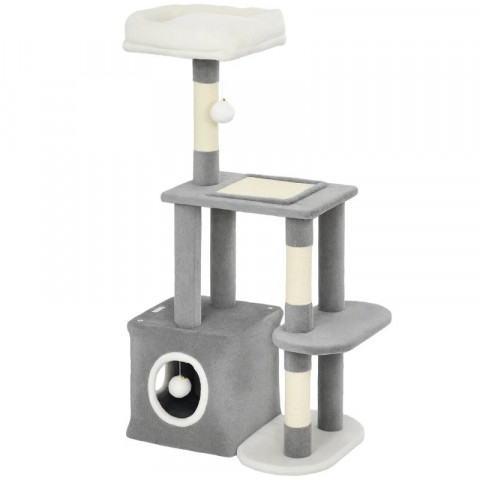 Škrabadlo pro kočky s jeskyní, 107 cm | šedé č.5