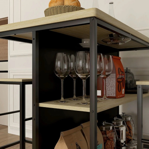 Barový set 3 ks stůl + 2 židle | dub č.5