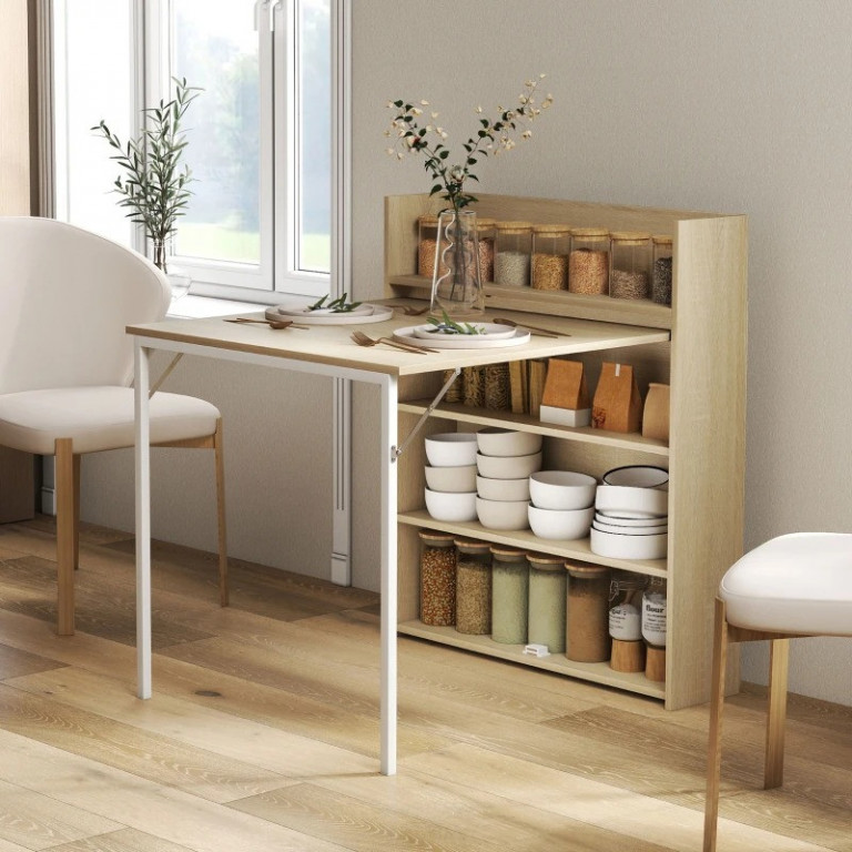 Rozkládací jídelní stůl se 4 patry 78,5 x 91 x 93 cm | dub