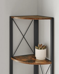 Rohová police 5 patrová 30 x 30 x 160 cm | hnědá, černá č.3