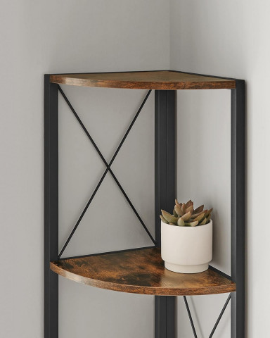 Rohová police 5 patrová 30 x 30 x 160 cm | hnědá, černá č.3