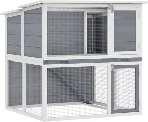 Dřevěná králíkárna 98x95x102,5 cm | šedá č.1