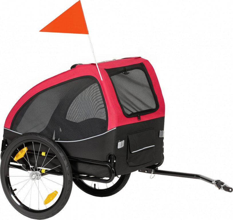 Skládací přívěs na kolo pro psy | červený