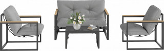 Sada zahradního nábytku pro 4 osoby | šedá + černá č.1