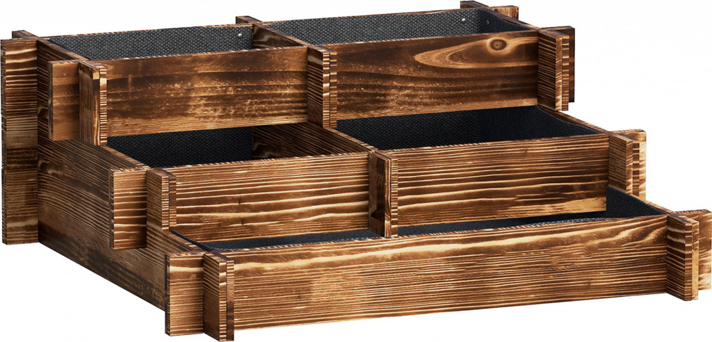 Dřevěný třípatrový truhlík 93x93x35 cm | přírodní