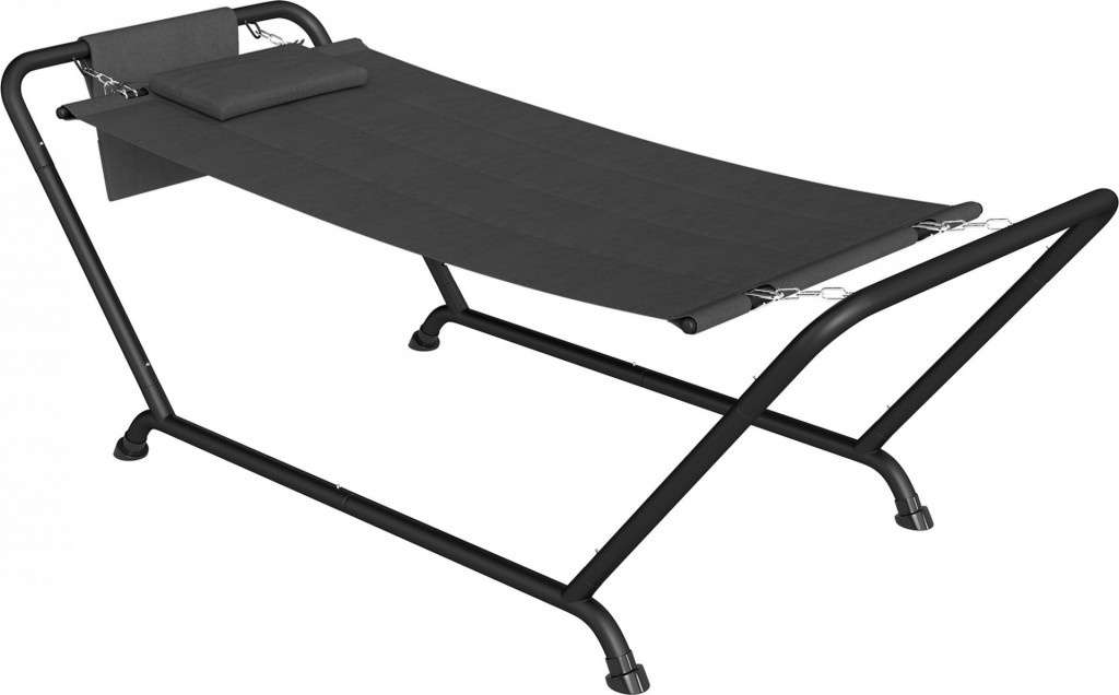 Houpací síť s rámem 237 x 90 cm | šedá