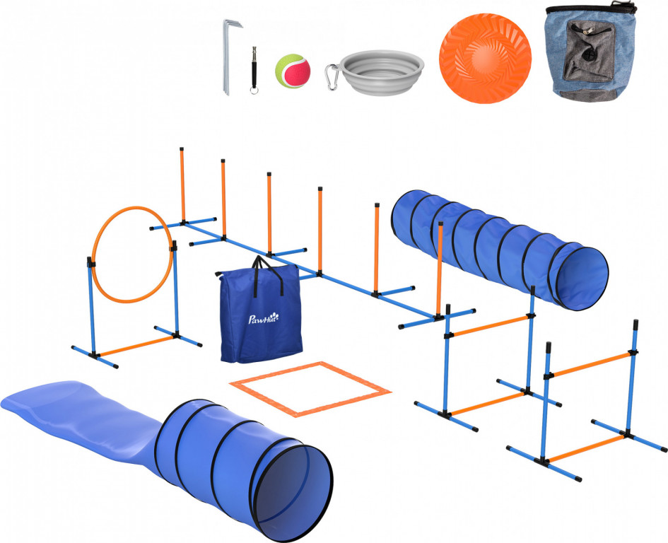 11dílná sada agility vybavení pro psy | oranžová + modrá + černá