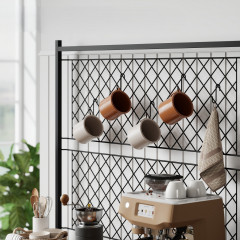 Kuchyňský stojící regál s 5 S-háčky, 96,5 x 38 x 165 cm | rustikálně hnědý č.3