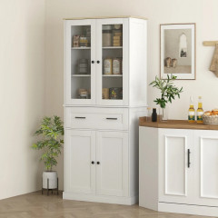 Vysoká kuchyňská skříňka se zásuvkou, 76 x 40 x 182,5 cm | krémově bílá č.1