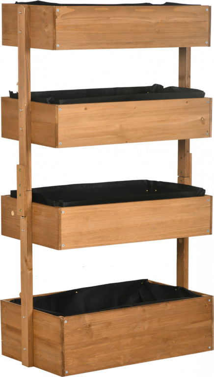 Dřevěný květináč 4 úrovněmi 80x45x142 cm | oranžový