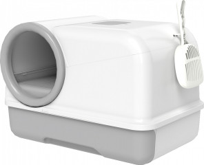 Kočičí toaleta s víkem 59 x 39,5 x 39,5 cm | bílá + šedá č.1