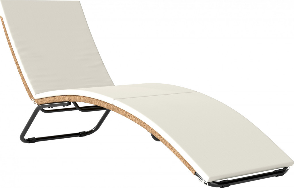 Polyratanové zahradní lehátko | krémově bílé