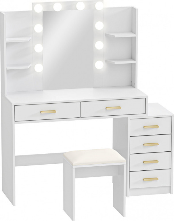 Toaletní stolek s LED osvětlením | bílý