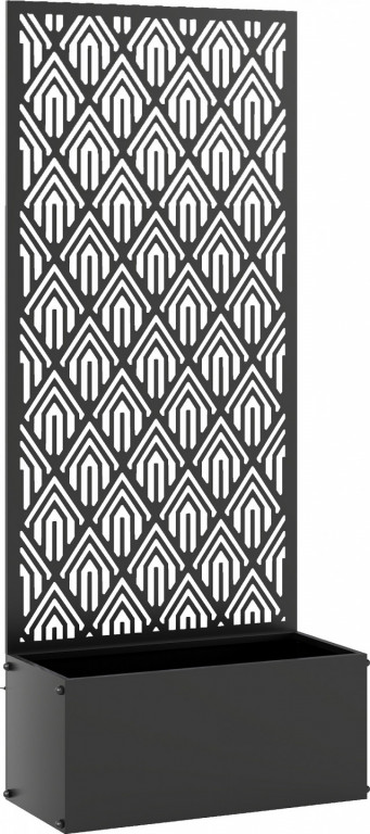Truhlík na květiny s mříží 45 x 21,5 x 110 cm | černý
