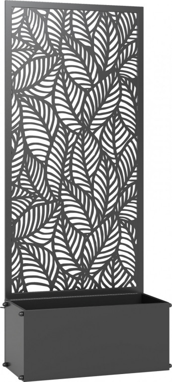 Kovový truhlík na květiny s mříží 45x21,5x110cm | černý