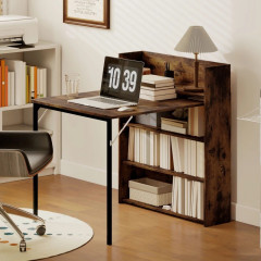 Rozkládací jídelní stůl se 4 policemi 80 x 90 x 93 cm | rustikálně hnědý č.1