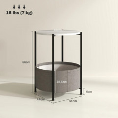 Konferenční stolek s látkovým košem, 44 x 44 x 56 cm | šedý + bílý č.3