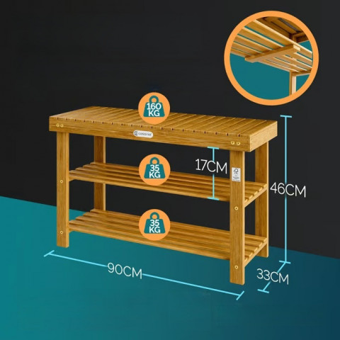 Botník z akáciového dřeva 90x33x46cm č.4