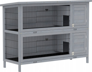2patrová králíkárna z masivního dřeva 136,4 x 50 x 93 cm | šedá č.1