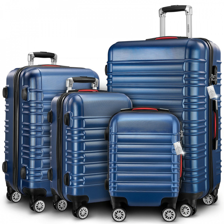 Sada 4 cestovních kufrů s tvrdou skořepinou | modrá