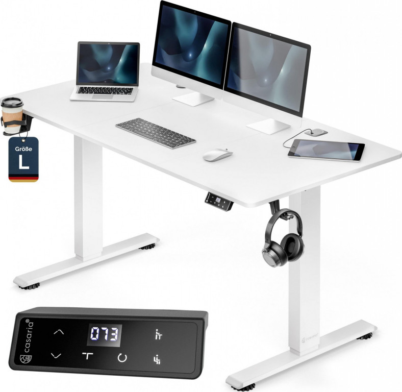 Výškově nastavitelný stůl 140x60x72 | bílý