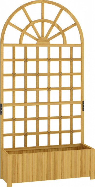 Dřevěný truhlík na květináče s drenážním otvorem a mřížkou 90 x 30 x 180 cm | přírodní