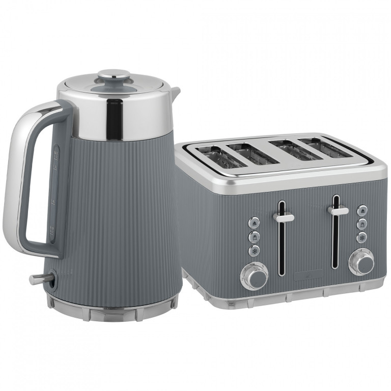 Sada konvice a topinkovače | šedá + stříbrná