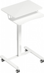 Výškově nastavitelný stůl na notebook s kolečky 65 x 60 cm | bílý