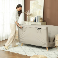 Rozkládací pohovka s bederními polštáři | béžová č.3