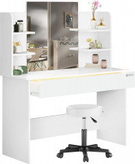 Designový toaletní stolek Lucia s pojízdnou stoličkou | bílý č.1