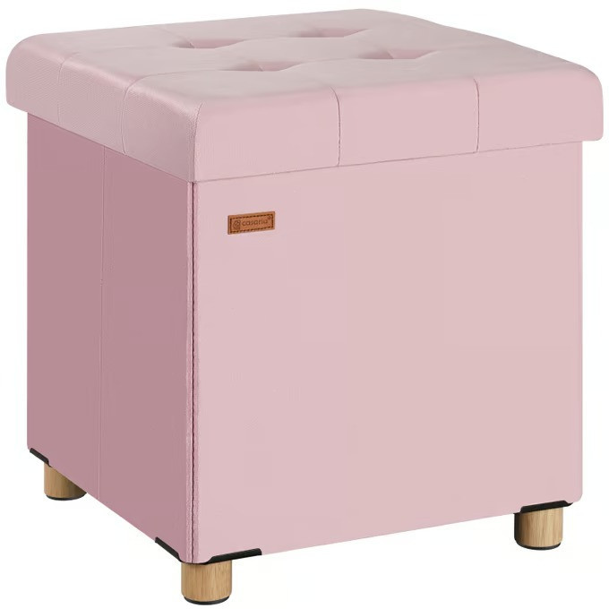 Skládací stolička z růžového sametu | 42x38x38cm