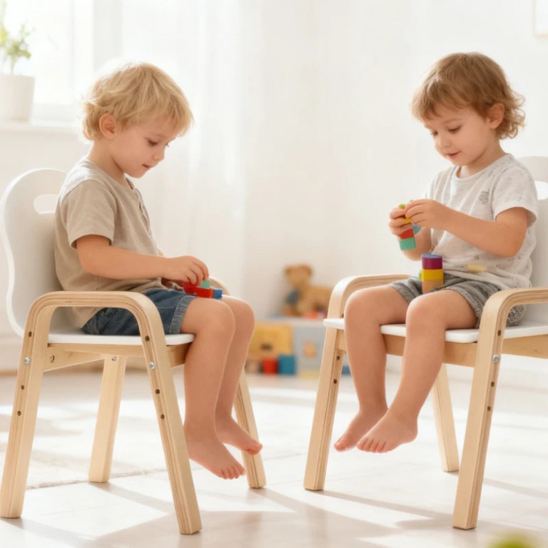 2 dřevěné stohovatelné dětské židličky 39 x 34 x 61,5 cm | bílé