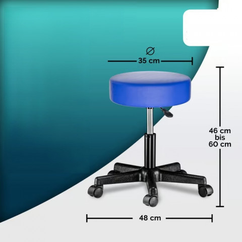 Pojízdná stolička s kolečky otočná o 360° | modrá č.2