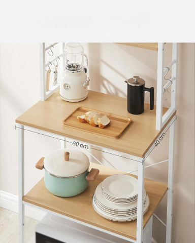 Stojací police do kuchyně 40 x 60 x 167 cm | bílá/dub č.7