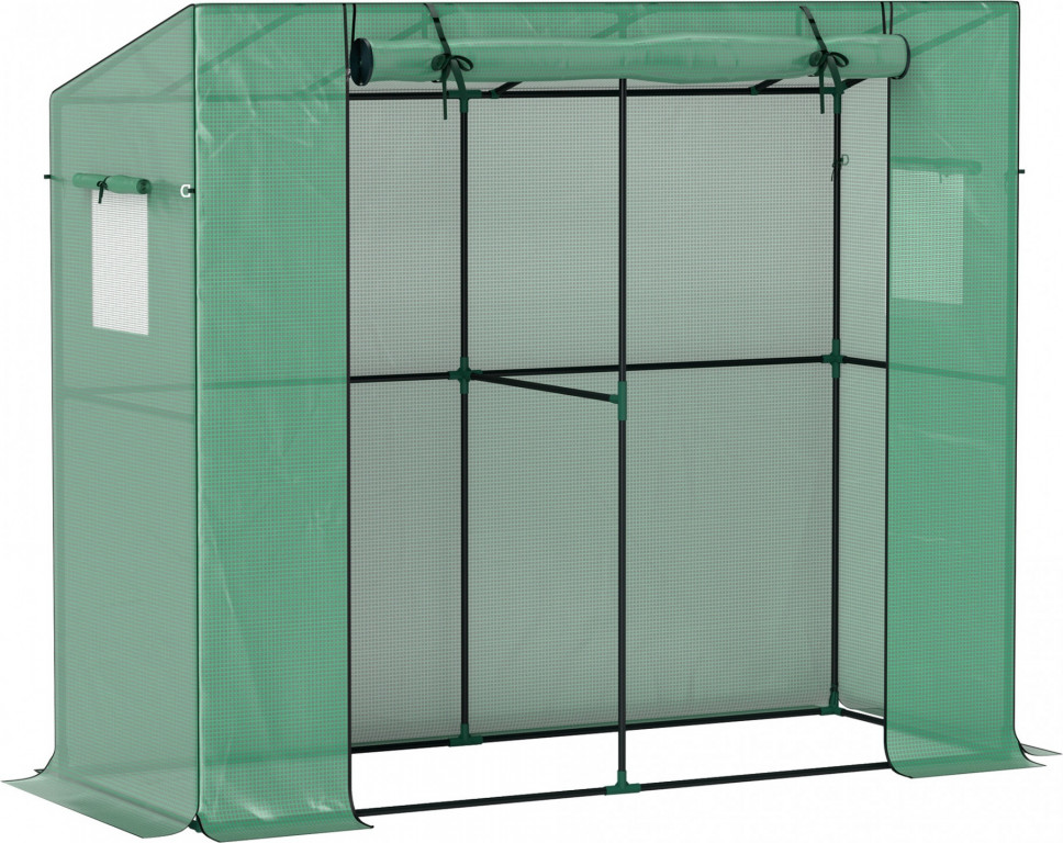 Fóliovník s rolovacími dveřmi 200 x 76 x 170 cm | zelený