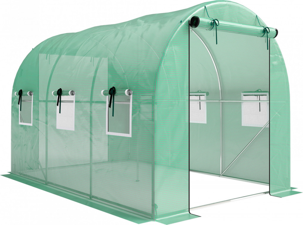 Fóliovník s rolovacími dveřmi na 2 zipy 3 x 2 x 2 m | zelený