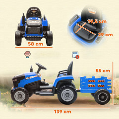Elektrický dětský traktor s přívěsem | modrý č.2