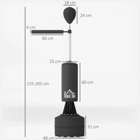 Stojanový boxovací pytel 3v1 88 x 48 x 155-205 cm | černý č.3