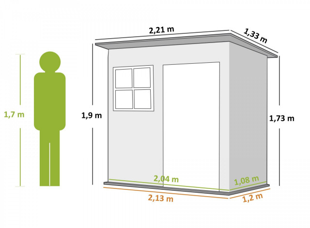 Kůlna na nářadí 221 x 133 x 190/173 cm | tmavě šedá č.2