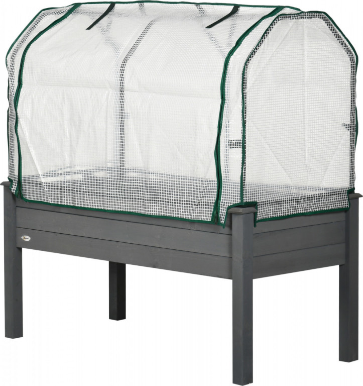 Vyvýšený záhon s PE krytem 121 x 55 x 117 cm | tmavě šedý