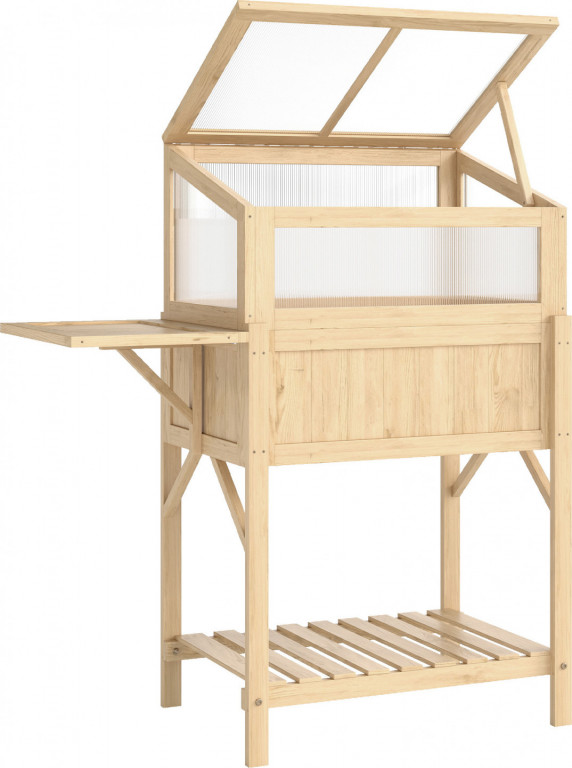 Vyvýšený záhon se skleníkem 104 x 50 x 120 cm | přírodní