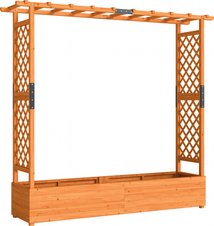 Vyvýšený záhon s mříží a střechou 196 x 44 x 181 cm | přírodní