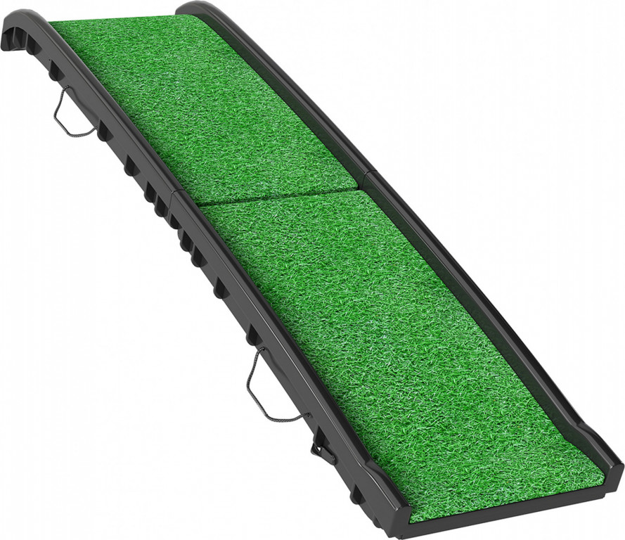Rampa pro psy s umělou trávou, 155 cm | zelená