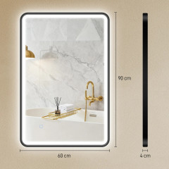 Koupelnové zrcadlo s osvětlením 90 x 60 cm | černé č.2