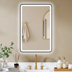 Koupelnové zrcadlo s osvětlením 90 x 60 cm | černé č.1