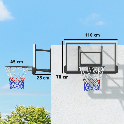 Basketbalový koš s deskou, průměr 45 cm | černý č.5